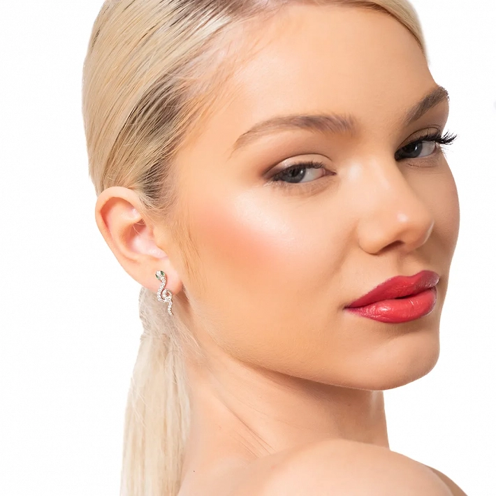 Oxzen ασημένιο σκουλαρίκι καρφωτό με φίδι