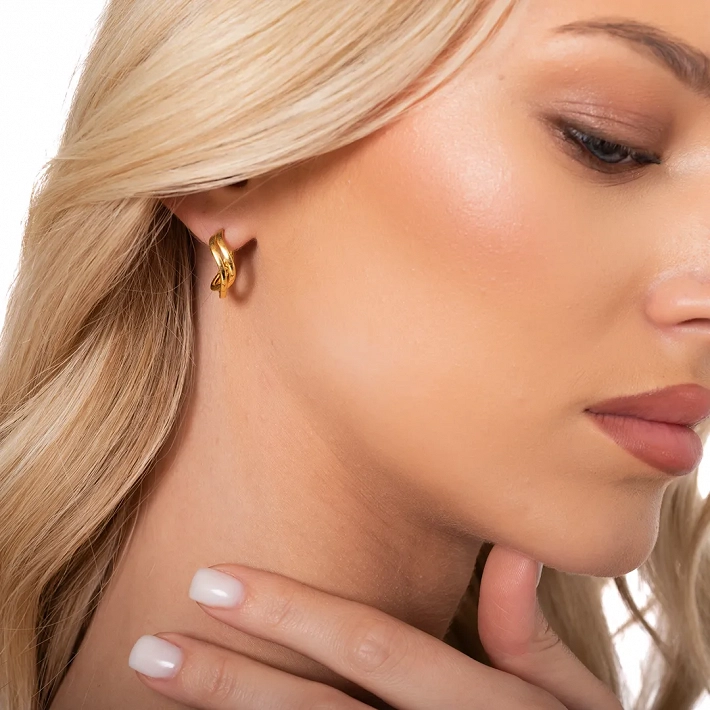 Oxzen ασημένιο σκουλαρίκι κρίκος