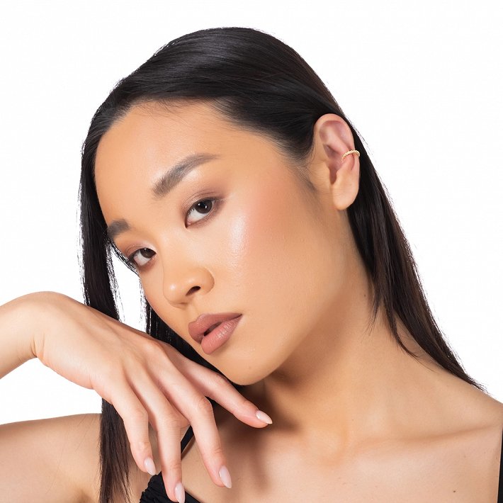 Oxzen σκουλαρίκι ασημένιο Ear Cuff με λευκά ζιργκόν