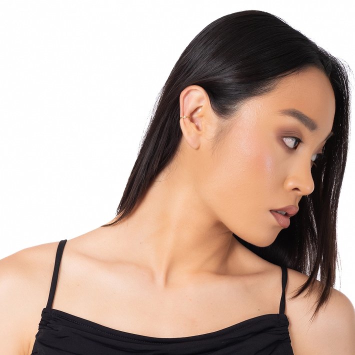 Oxzen σκουλαρίκι ασημένιο Ear Cuff με λευκό ζιργκόν