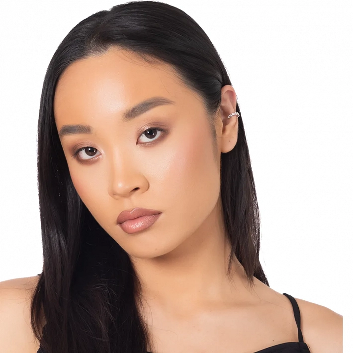 Oxzen σκουλαρίκι ασημένιο Ear Cuff με λευκά ζιργκόν