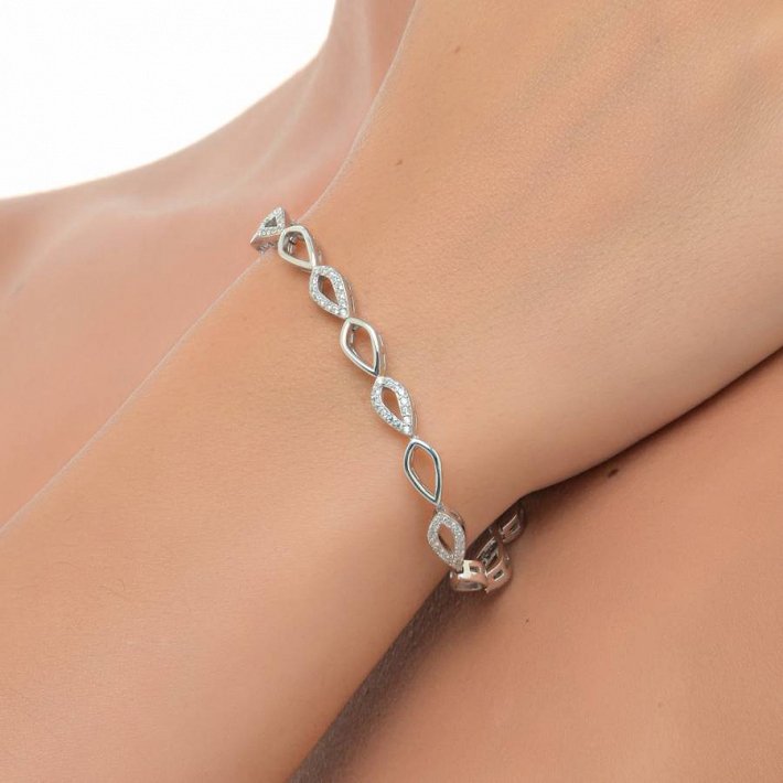 Oxzen βραχιόλι ασημένιο ριβιέρα με πέτρες ζιργκόν