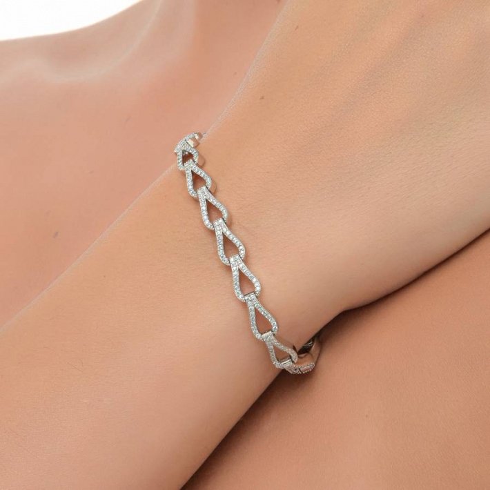 Oxzen βραχιόλι ασημένιο ριβιέρα με πέτρες ζιργκόν