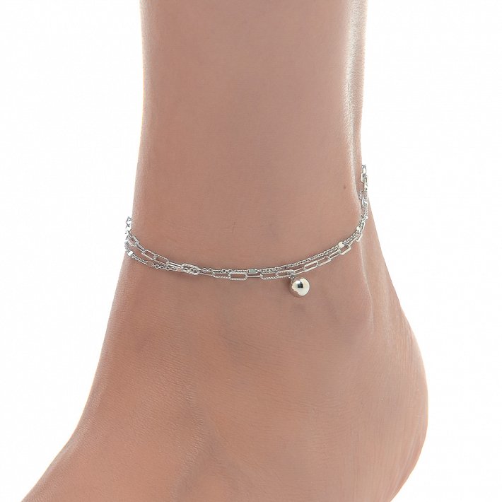 Oxzen αλυσίδα ποδιού ασημένια με διπλή αλυσίδα