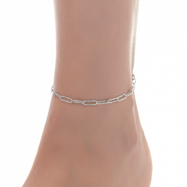 Oxzen αλυσίδα ποδιού ασημένια σατινέ