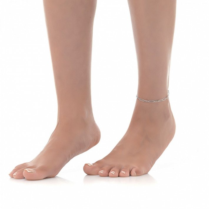 Oxzen αλυσίδα ποδιού ασημένια σατινέ