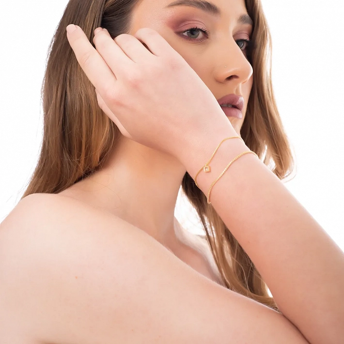 Oxzen βραχιόλι ασημένιο ριβιέρα με δύο αλυσίδες