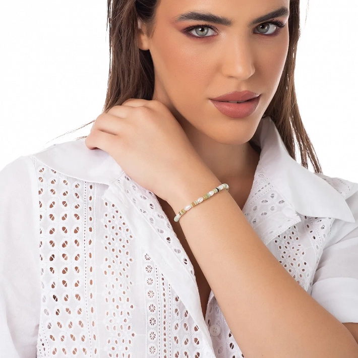 Oxzen ασημένιο βραχιόλι, με ημιπολύτιμες ορυκτές πέτρες