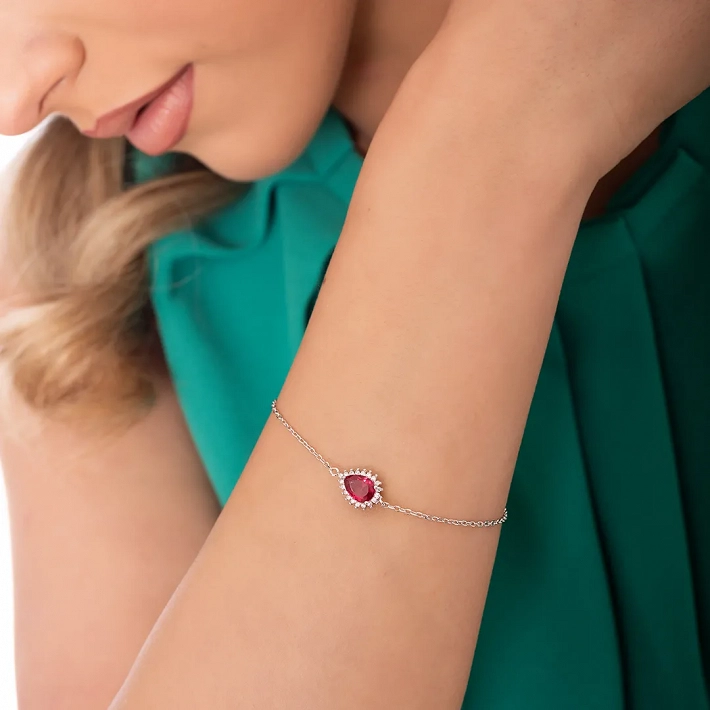 Oxzen γυναικείο βραχιόλι ασημένιο με δάκρυ ζιργκόν