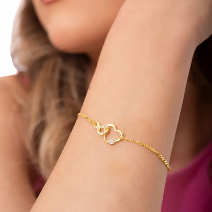 Oxzen βραχιόλι γυναικείο  ασημένιο με καρδιά και άπειρο