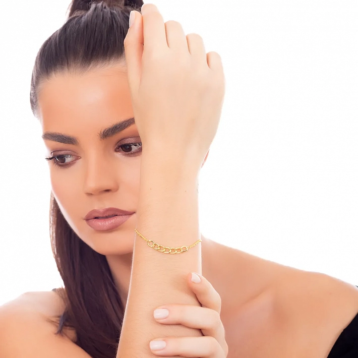 Oxzen βραχιόλι γυναικείο ασημένιο, αλυσίδα με λευκά ζιργκόν