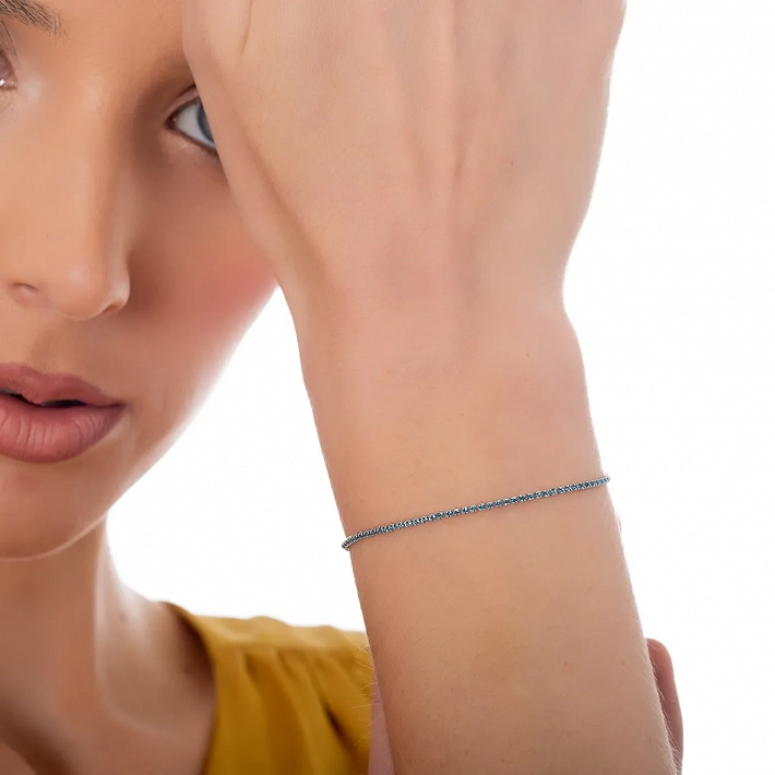 Oxzen ασημένιο βραχιόλι λεπτή ριβιέρα με ζιργκόν 1.25mm