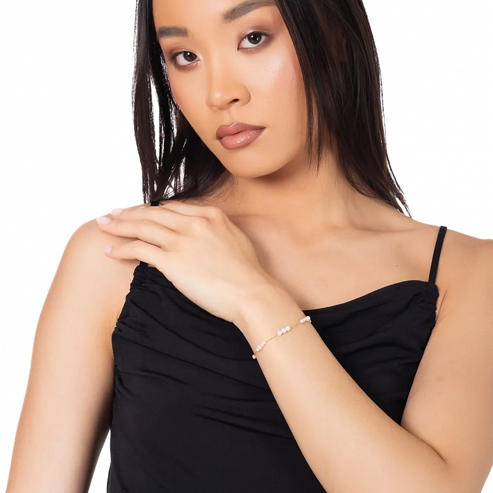 Oxzen ασημένιο βραχιόλι με περλίτσες