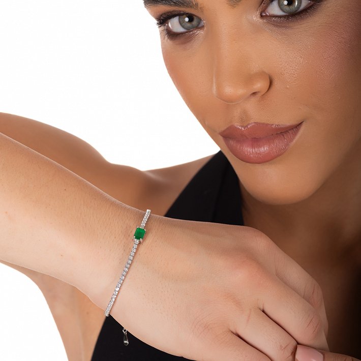 Oxzen ασημένιο βραχιόλι ριβιέρα με ζιργκόν