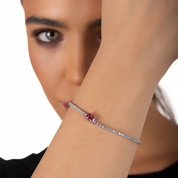 Oxzen ασημένιο βραχιόλι ριβιέρα με ζιργκόν