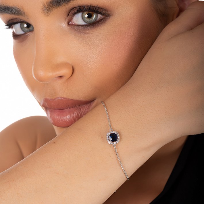 Oxzen ασημένιο βραχιόλι με τετράγωνο ζιργκόν