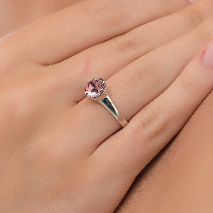 Oxzen δαχτυλίδι ασημένιο με μωβ πέτρα πέτρα free size