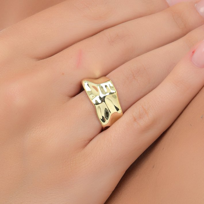 Oxzen δαχτυλίδι ασημένιο τσαλακωμένο free size