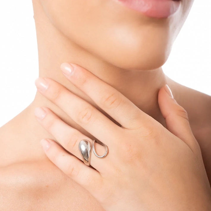 Oxzen δαχτυλίδι ασημένιο λουστρέ με ιδιαίτερο σχέδιο free size