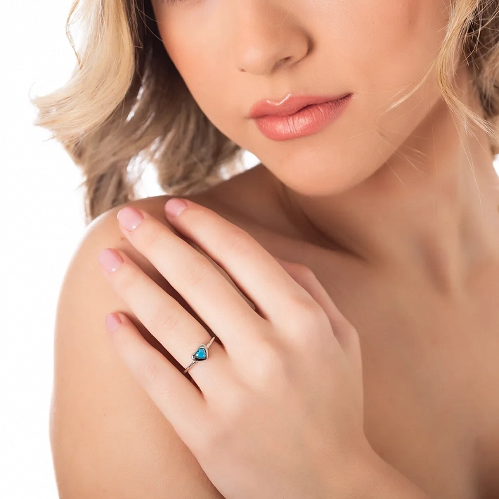 Oxzen δαχτυλίδι ασημένιο με καρδιά ζιργκόν free size