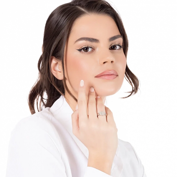 Oxzen ασημένιο δαχτυλίδι καρδιά