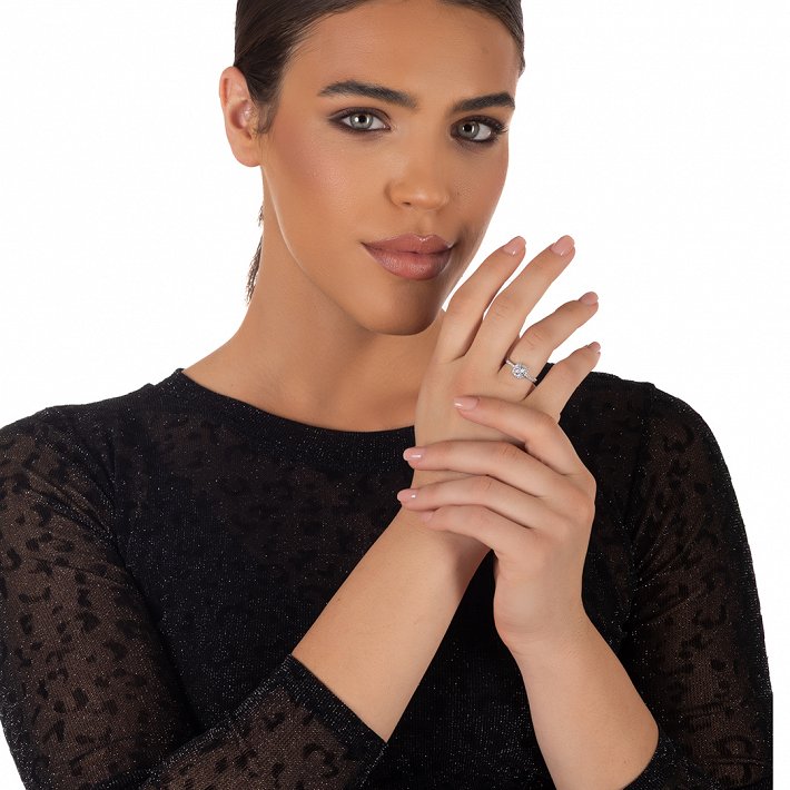 Oxzen ασημένιο δαχτυλίδι μονόπετρο με ζιργκόν