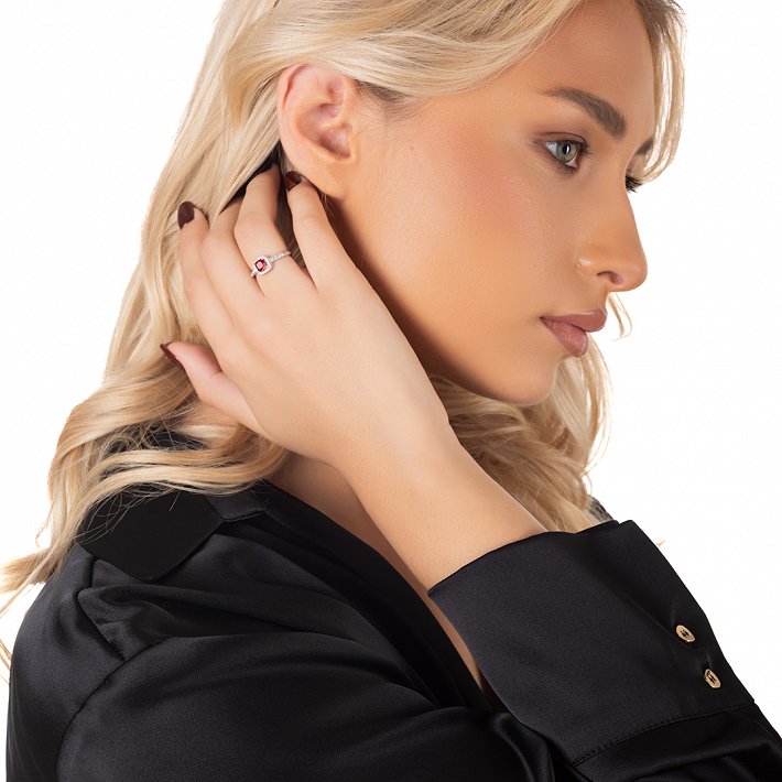 Oxzen ασημένιο δαχτυλίδι μονόπετρο με ζιργκόν