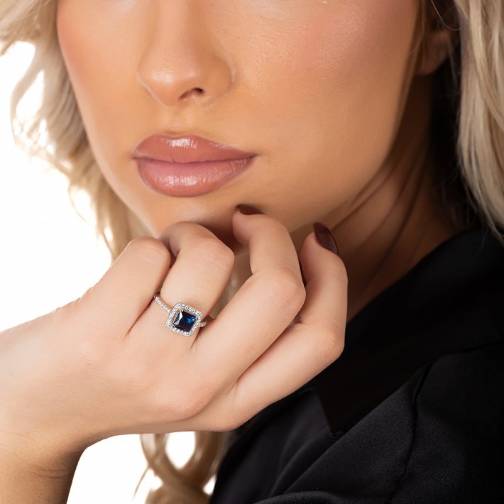 Oxzen ασημένιο δαχτυλίδι μονόπετρο τετράγωνο με ζιργκόν