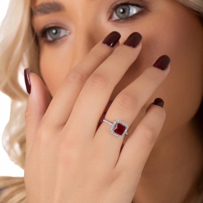 Oxzen ασημένιο δαχτυλίδι μονόπετρο τετράγωνο με ζιργκόν