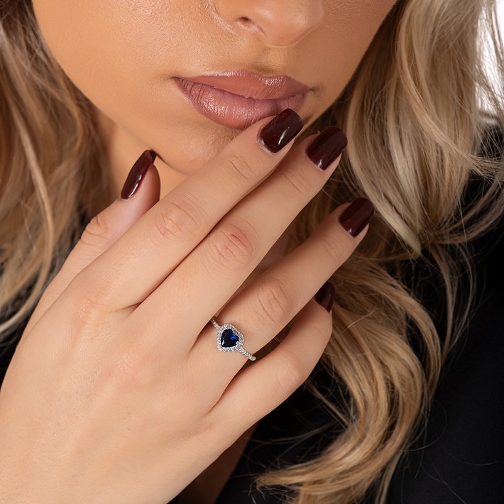 Oxzen ασημένιο δαχτυλίδι μονόπετρο με καρδιά ζιργκόν