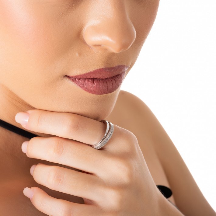 Oxzen ασημένιο δαχτυλίδι σειρέ με ζιργκόν