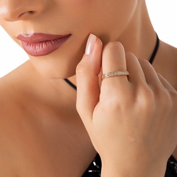 Oxzen ασημένιο δαχτυλίδι σειρέ με λευκά ζιργκόν