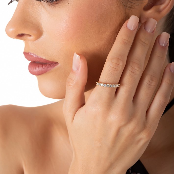 Oxzen ασημένιο δαχτυλίδι σειρέ με λευκά ζιργκόν