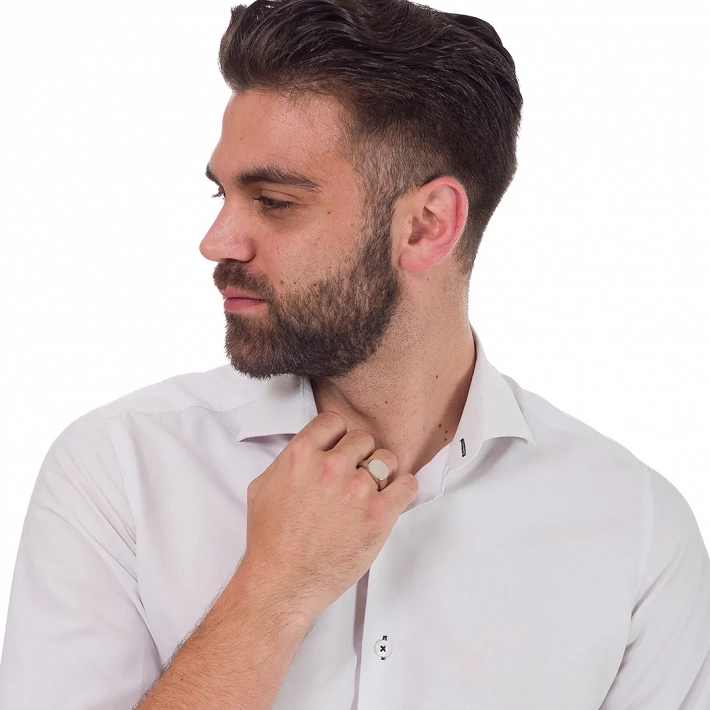 Oxzen ανδρικό δαχτυλίδι από ασήμι επιπλατινωμένο στρογγυλό λουστρέ