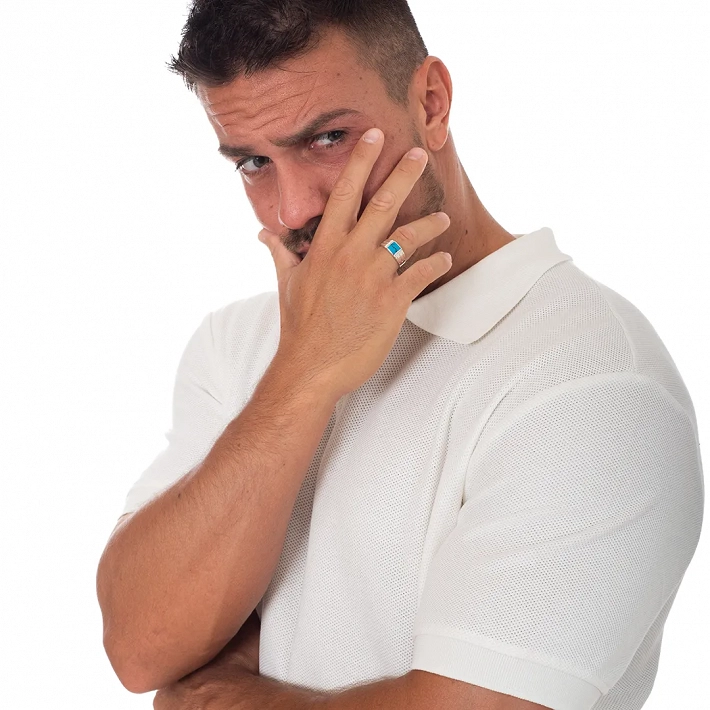 Oxzen ανδρικό δαχτυλίδι ασημένιο τετράγωνο με μαύρη ορυκτή πέτρα