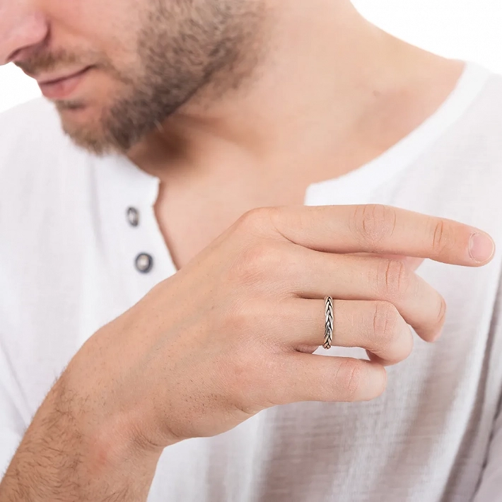 Oxzen βέρα ασημένια Unisex πλεκτή