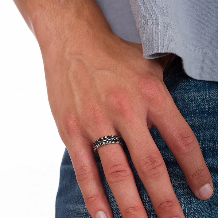 Oxzen ασημένια βέρα Unisex boho με σχέδιο