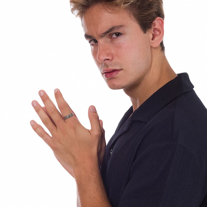 Oxzen ασημένια βέρα Unisex boho με σχέδιο