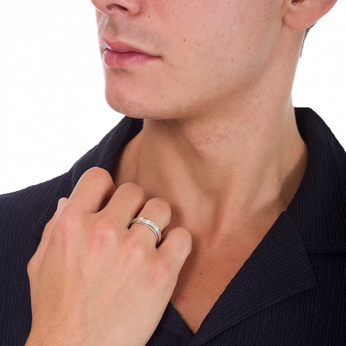 Oxzen ασημένια βέρα Unisex Anti-stress