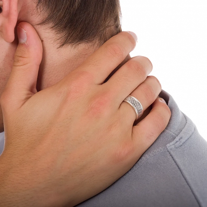 Oxzen ασημένια βέρα Unisex boho με σχέδιο