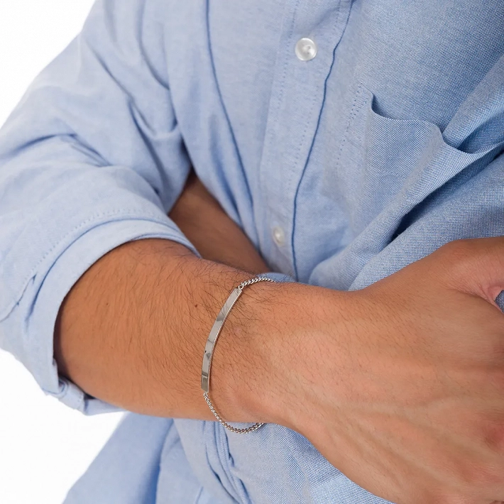 Oxzen βραχιόλι ασημένιο ταυτότητα