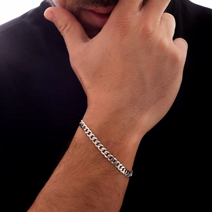 Oxzen ανδρικό βραχιόλι ασημένιο αλυσίδα gourmet 5mm