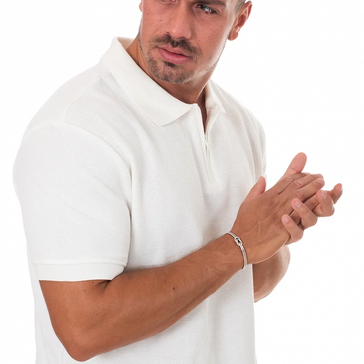 Oxzen Unisex ασημένιο βραχιόλι με διπλό κόμπο