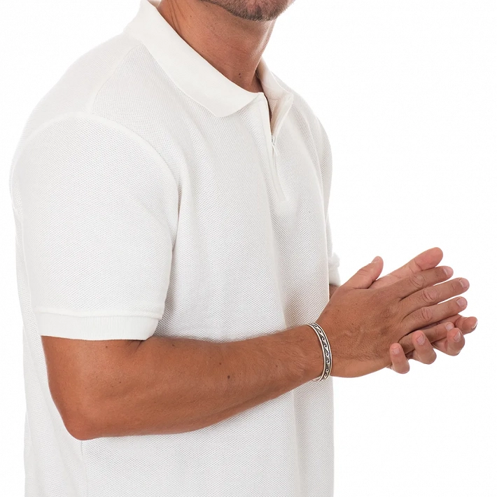 Oxzen Unisex ασημένιο βραχιόλι φαρδύ με σχέδιο