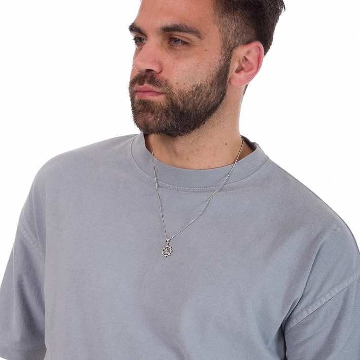 Oxzen ανδρικό κολιέ με αλυσίδα από ασήμι τιμόνι πλοίου