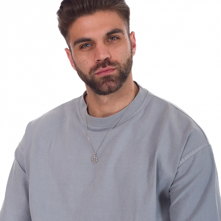 Oxzen ανδρικό κολιέ με αλυσίδα από ασήμι τιμόνι πλοίου