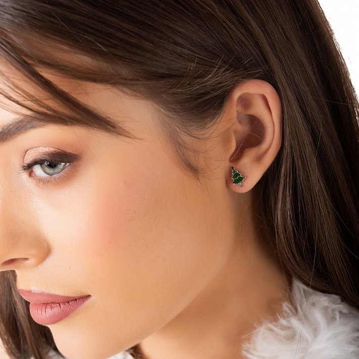 Oxzen σκουλαρίκια καρφωτά ασημένια χριστουγεννιάτικο δέντρο με χιονονιφάδα