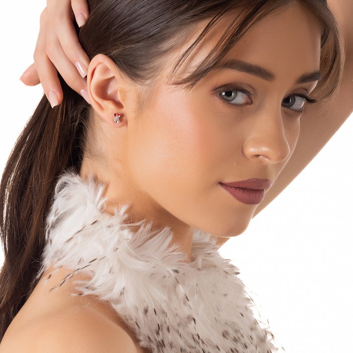 Oxzen ασημένιο σκουλαρίκι επιπλατινωμένο χριστουγεννιάτικο