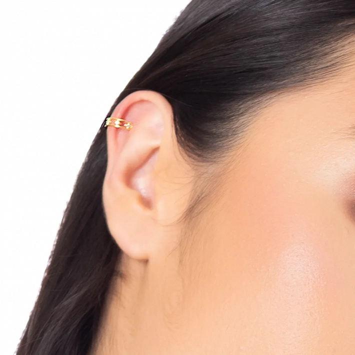 Oxzen ασημένιο σκουλαρίκι Ear Cuff με λευκά ζιργκόν