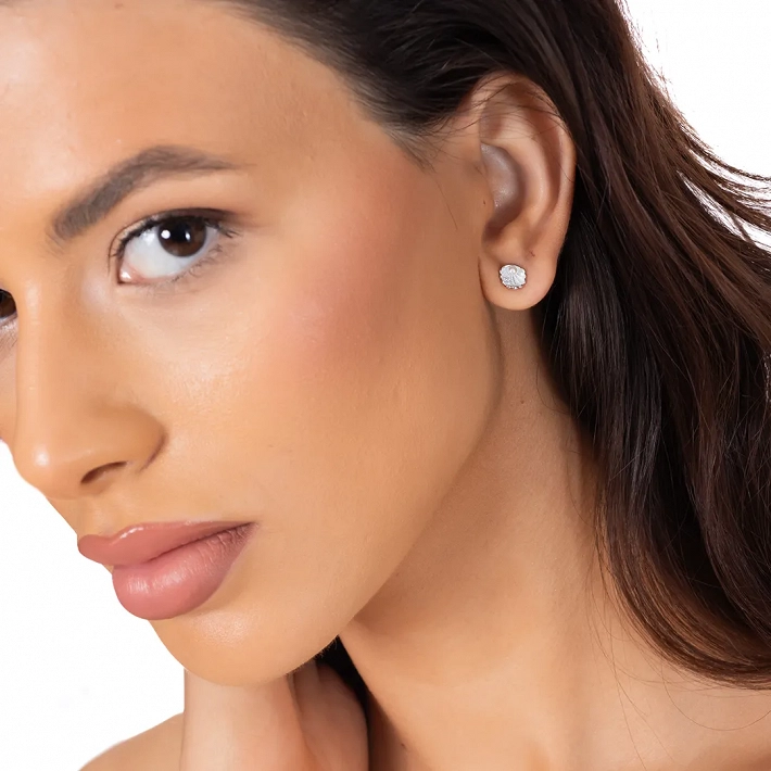 Oxzen ασημένια σκουλαρίκια καρφωτά κοχύλι με πέρλα